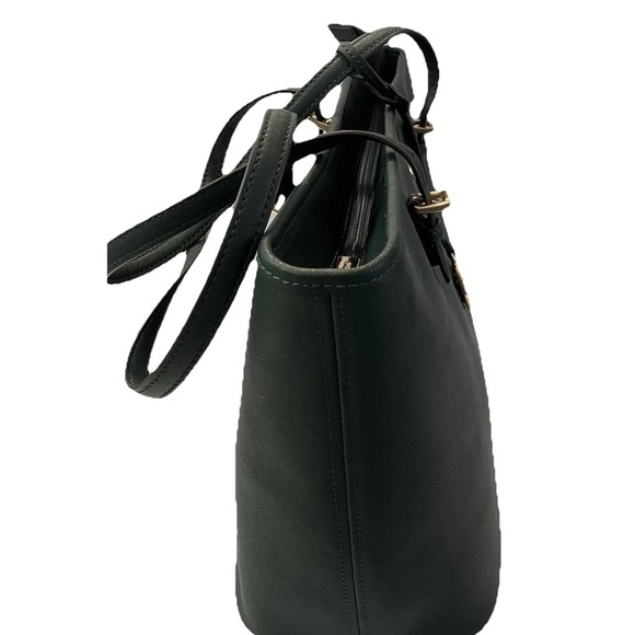 Michael Kors Jet Set Travel Large Leather East West Forest Green Tote - Picture 4 of 7